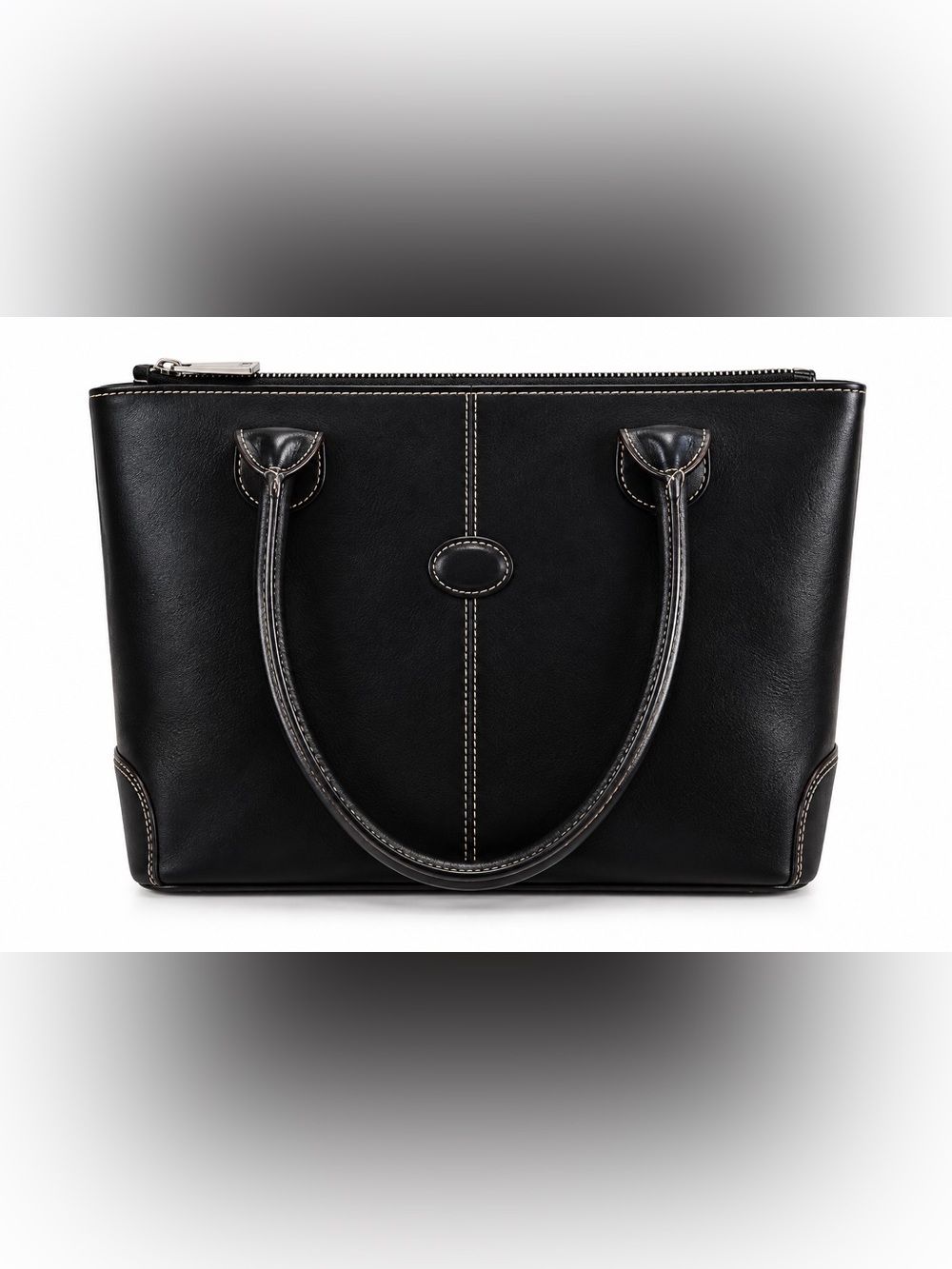 Italian Leather Black Structured Square Handbag Ladies Women’s Purse Vintage